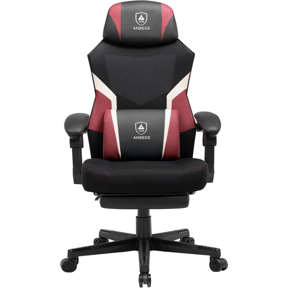 Video Gaming & Esports Usd Acc - 人間工学に基づいたメッシュビデオゲームチェア（フットレスト付き）、高さ調節可能なランバーサポート付きコンピューターチェア、ハイバック通気性リクライニングチェア
