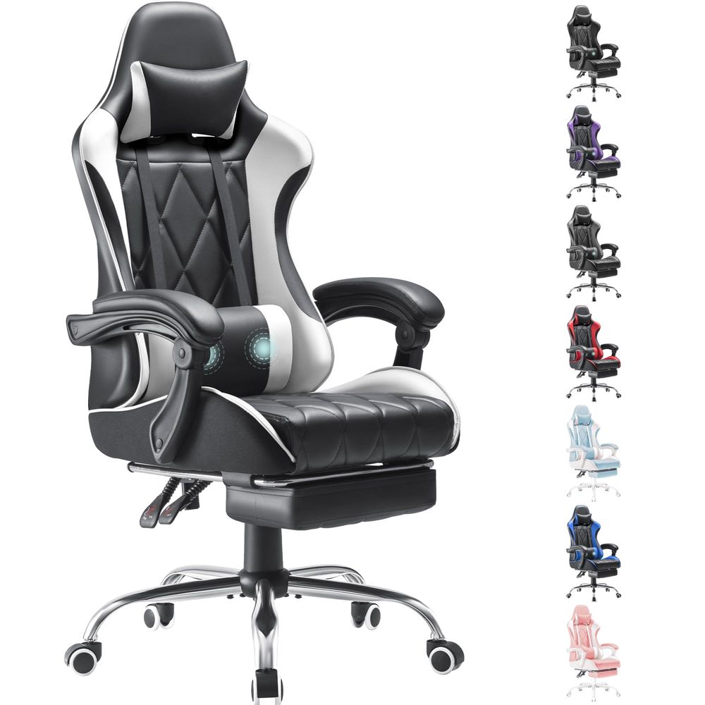 ゲーミングチェア、フットレストとマッサージランバーサポート付 - Video Gaming & Esports Usd Acc のレビューと価格