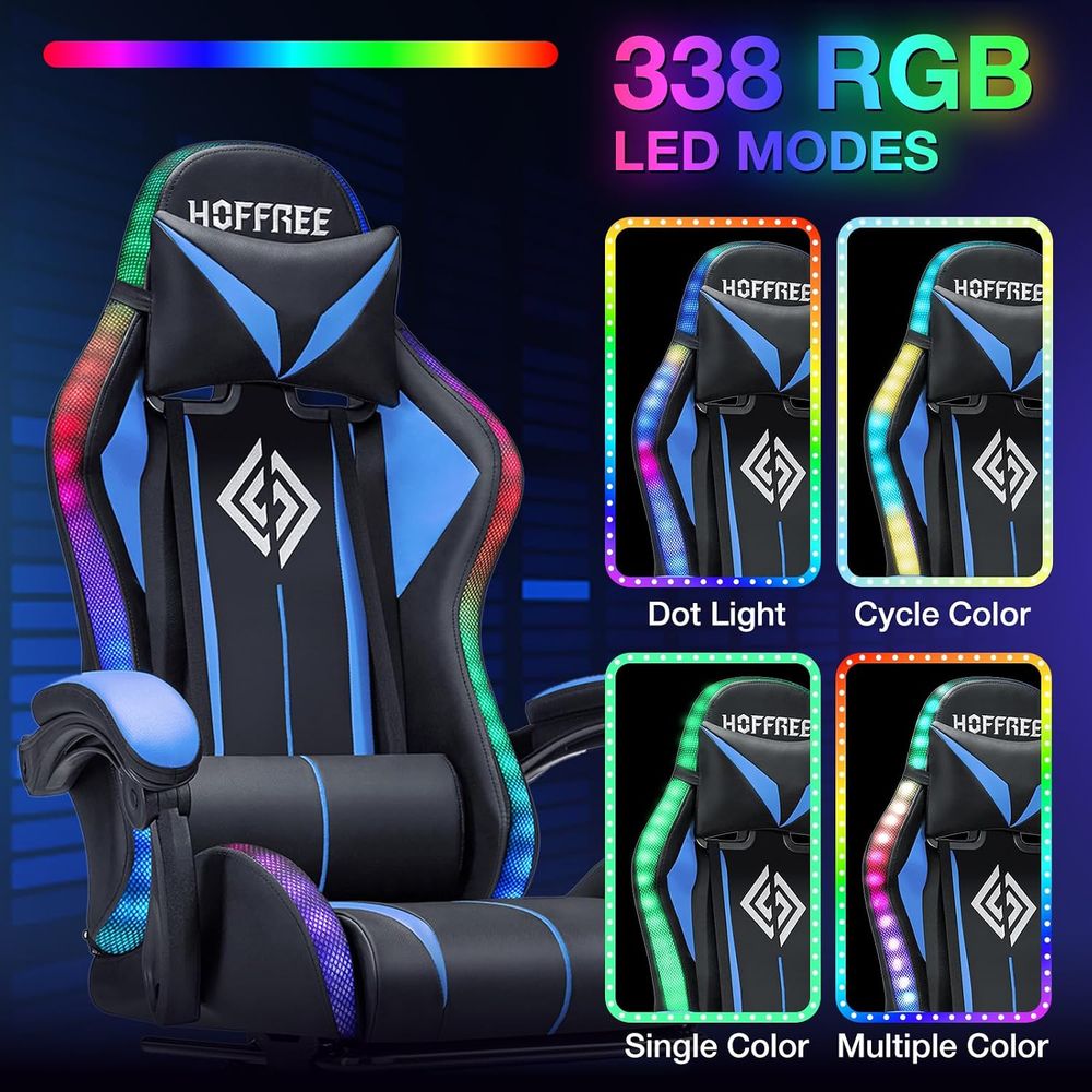 マッサージ機能付きLEDゲーミングチェア RGBライト搭載コ - Video Gaming & Esports Usd Acc のレビューと価格